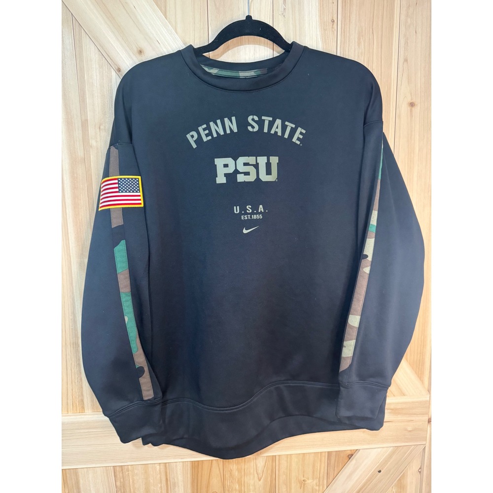 Nike Penn State PSU Military Appreciation Dri-FIT Sweatshirt Black Camo Large